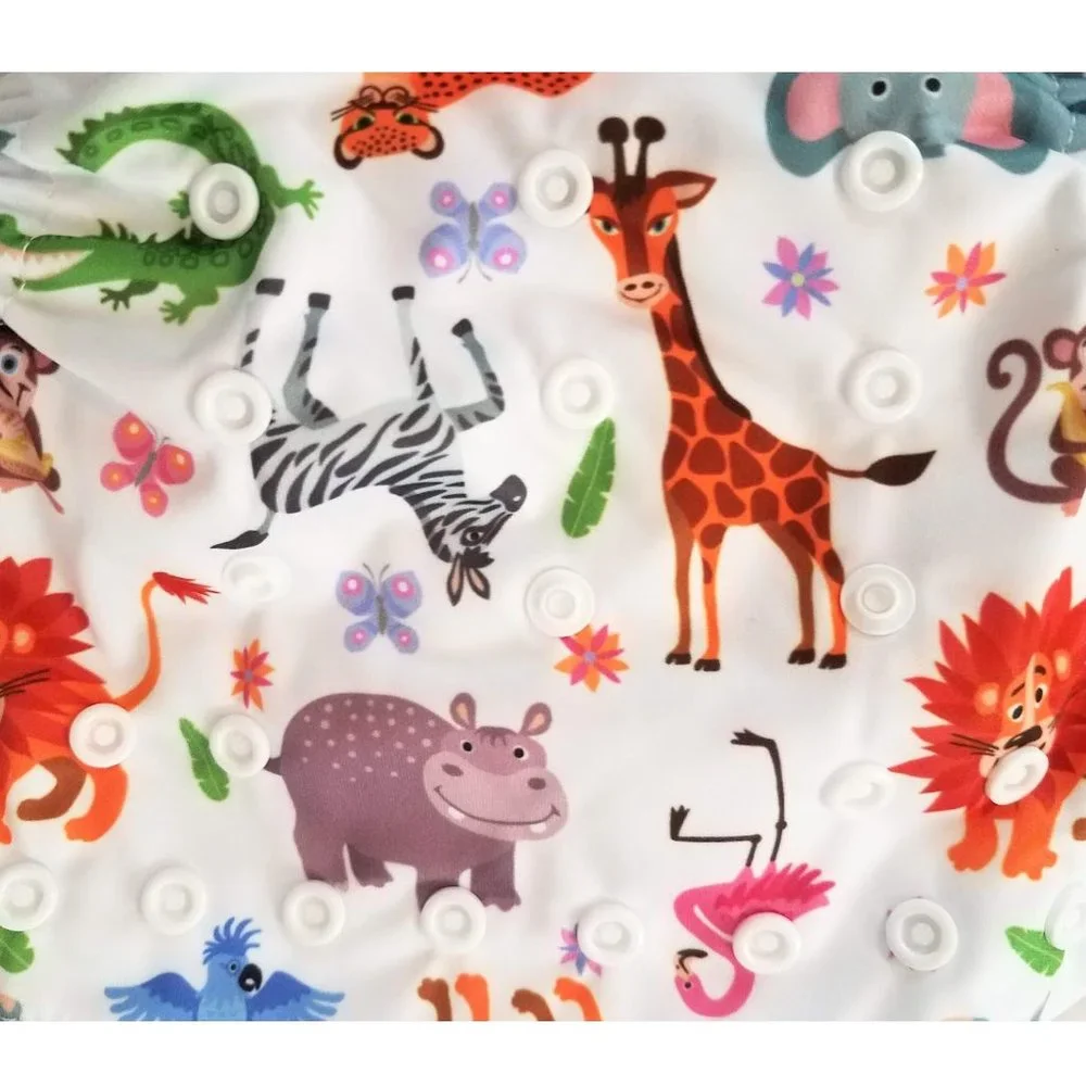 WEGREECO Cool Animals Reusable Baby Cloth Diapers With Liners - New Bundle of 2